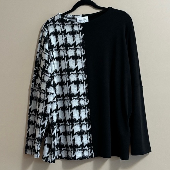 NWT Joseph Ribkoff Canada Plus S 16 Houndstooth Sweater Black And White - Picture 4 of 12